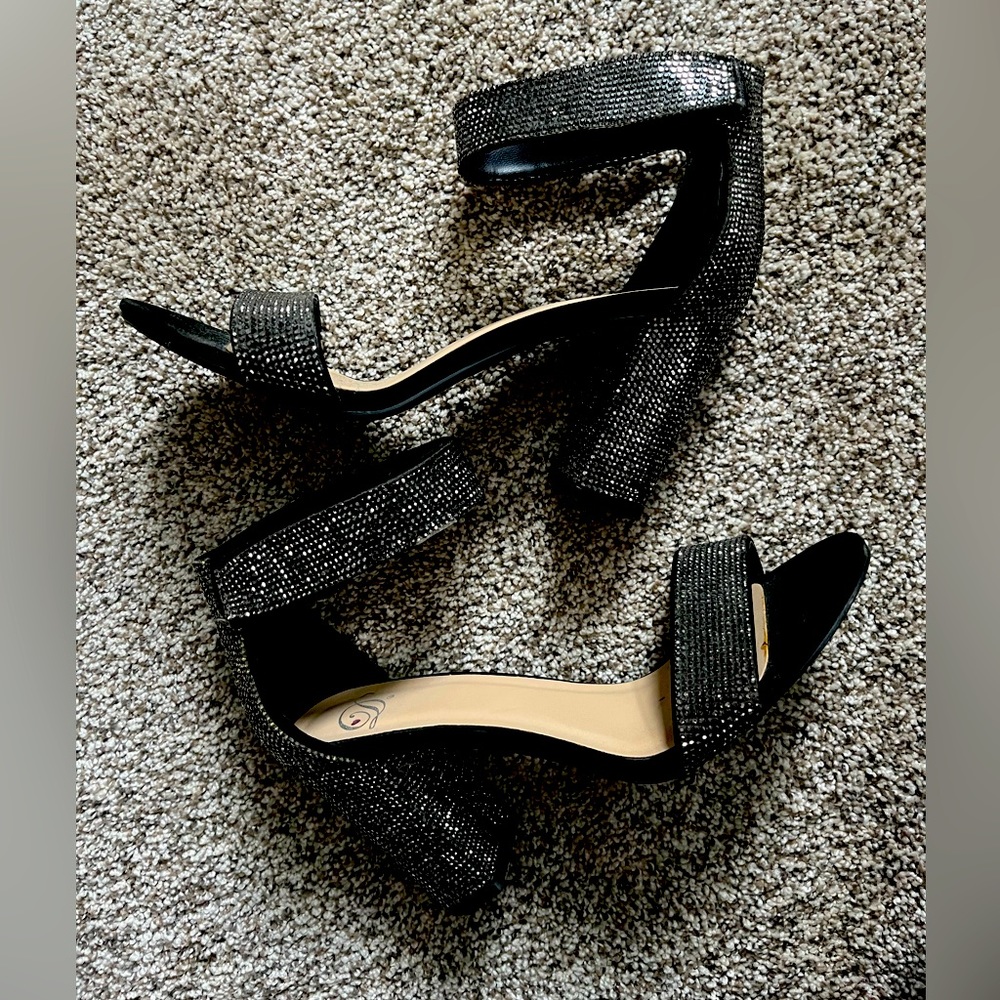 Rhinestone block heels